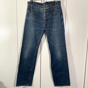 The Hundreds Jeans Mens 32 Blue Straight Fit Button Fly Denim Pants Distressed